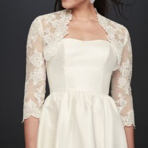 3/4 Sleeve Beaded Lace Jacket | David’s Bridal