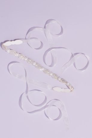 David’s Bridal Crystal and Pearl Scalloped Sash