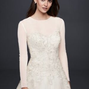 David’s Bridal Lengthy-Sleeve Tulle Marriage ceremony Gown Overlay