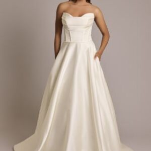 David’s Bridal Satin Strapless Ball Robe Marriage ceremony Gown