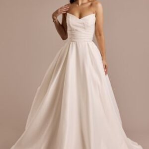 Draped Satin Ball Robe with Sculpted Neckline | David’s Bridal