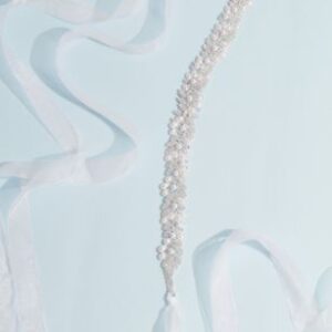 Filigree Leaf Sash with Crystal and Freshwater Pearls | David’s Bridal