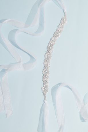 Filigree Leaf Sash with Crystal and Freshwater Pearls | David’s Bridal