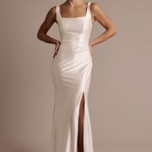 Satin Sq. Neck Tank Wedding ceremony Costume by David’s Bridal | Sculpting Design