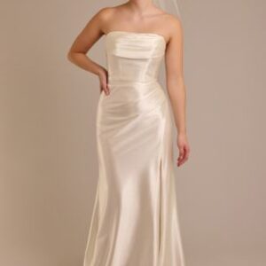 Strapless Satin Mermaid Marriage ceremony Gown with Sculpting Design | David’s Bridal