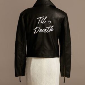 Til Demise Black Vegan Leather-based Motorbike Jacket | David’s Bridal